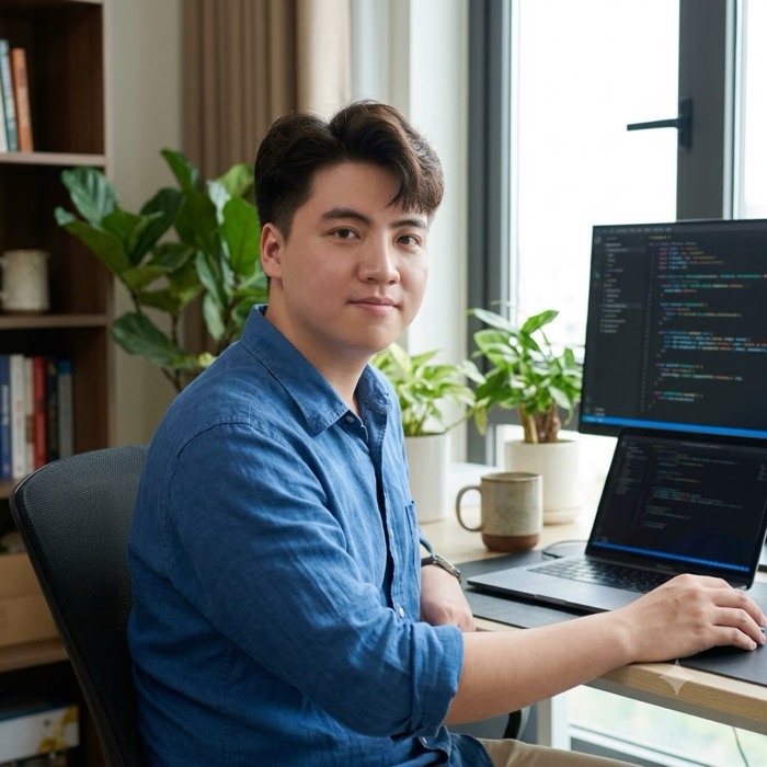 Nguyen at his desk